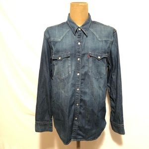 Levi denim long sleeve shirt with pearl snaps